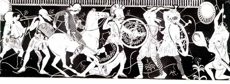 Escena de batalla das Amazonas
