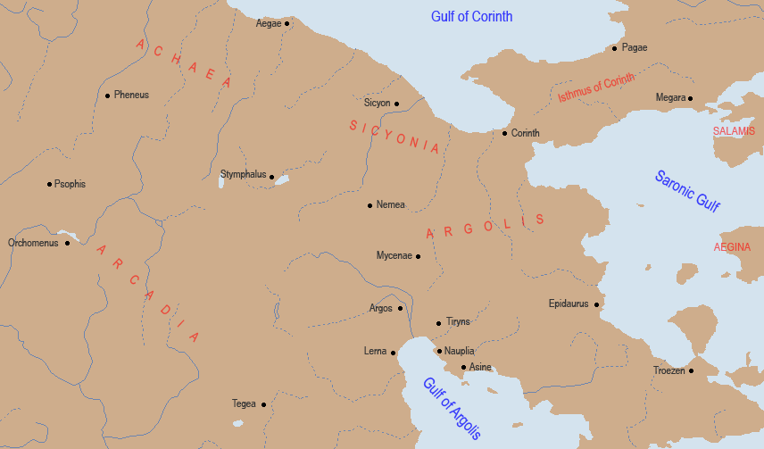 Mapa da Argólida