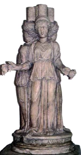 Estátua de mármore a três corpos de Hécate, a deusa da magia e da bruxaria