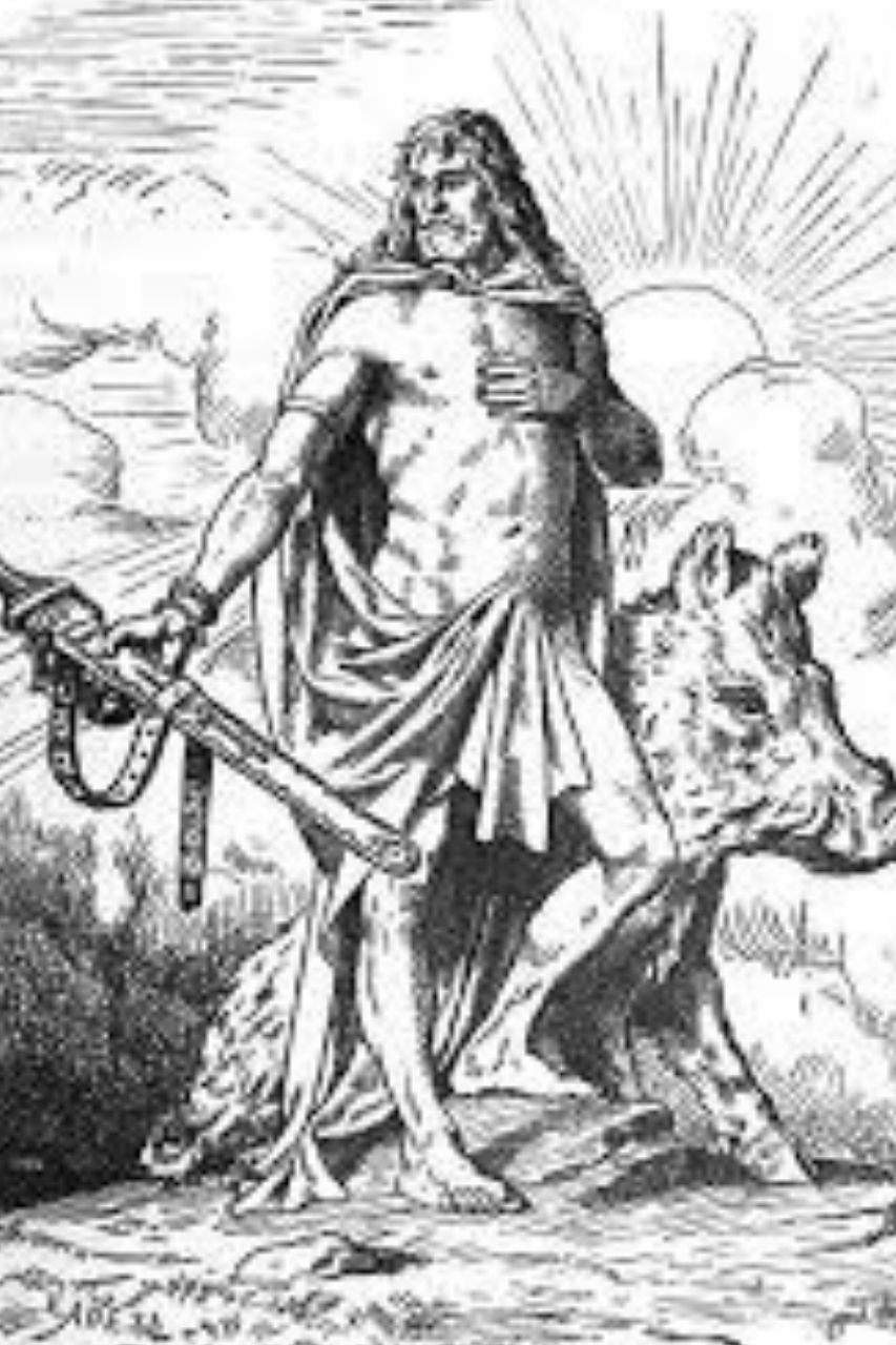 Freyr com su jabalí, xilografía