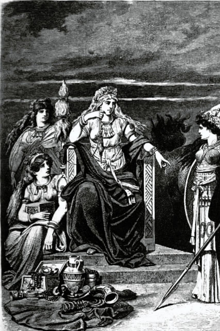 Frigg com sus doncellas
