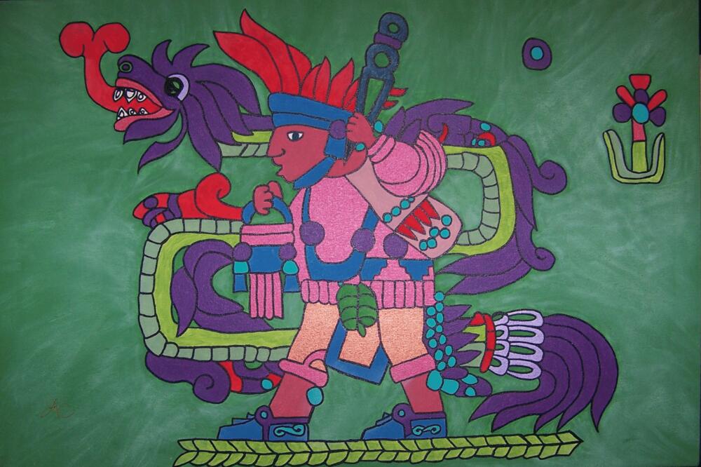 Imagen do deus azteca Quetzalcóatl