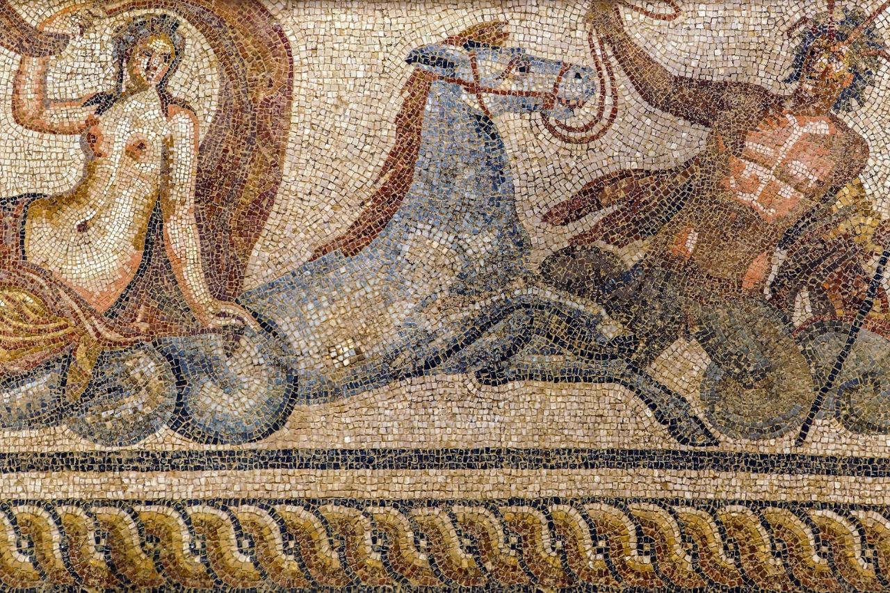 Mosaico de Poseidon secuestrando a Anfitrite