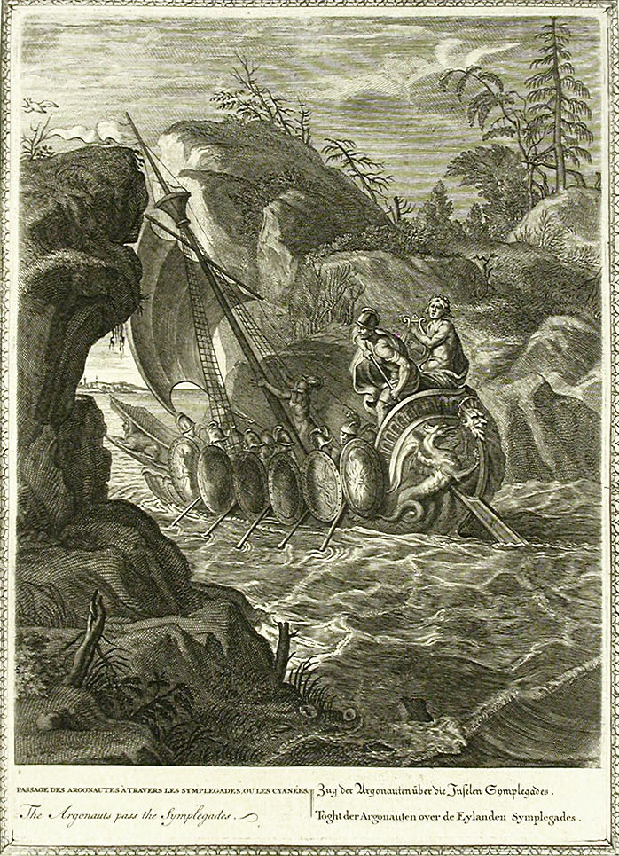 Pintura que representa a os Argonautas pasando por as Simplégades, as rocas que chocan