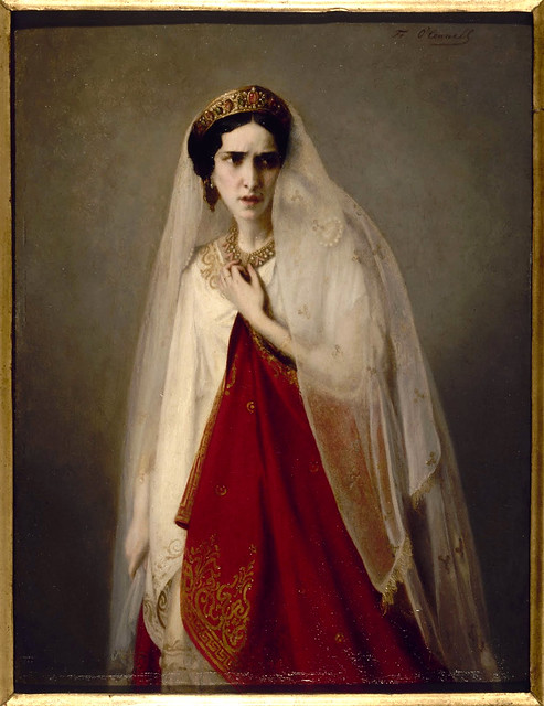Retrato de Fedra com velo e himatión rojo