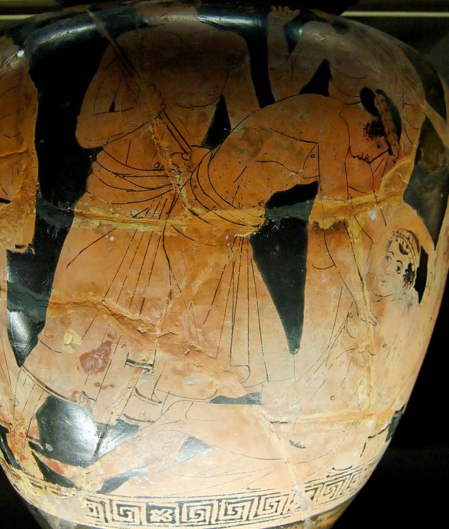 Filoctetes representado en um jarrón griego antiguo de Hermonax