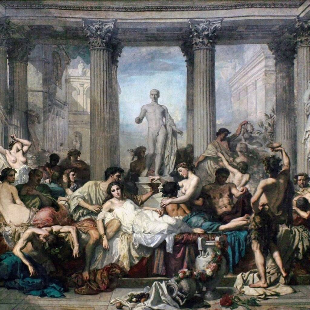 Los romanos en su decadencia, pintura que ilustra os temas das sátiras de Juvenal