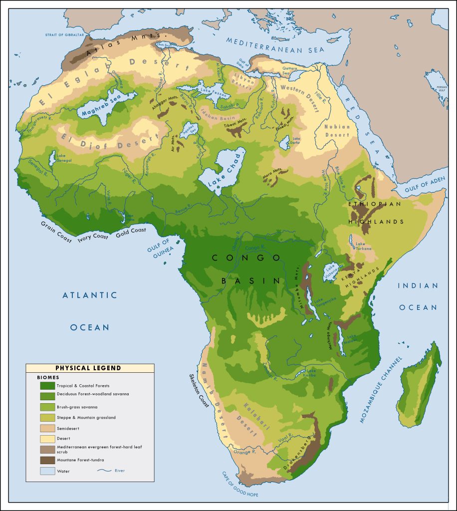 Mapa de África durante o seu Período Húmido