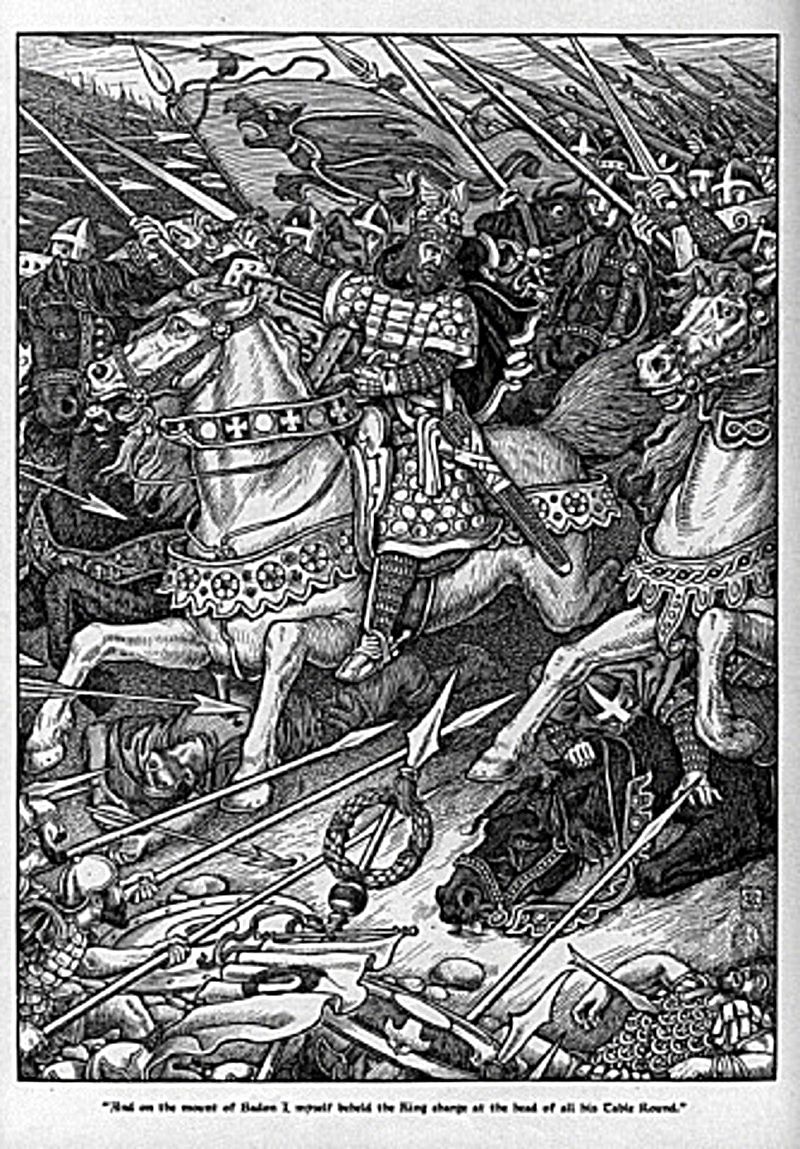 Artur Liderando a Carga no Monte Badon, George Wooliscroft Rhead e Louis Rhead, 1898