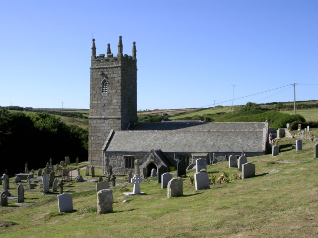 Igreja de St Levan, Cornualha, dedicada ao filho de Geraint Selyf, ou Selfan. Foto de Jim Champion, CC-BY 2.0