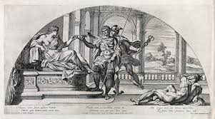 Circe e Hermes numa cena da Odisseia