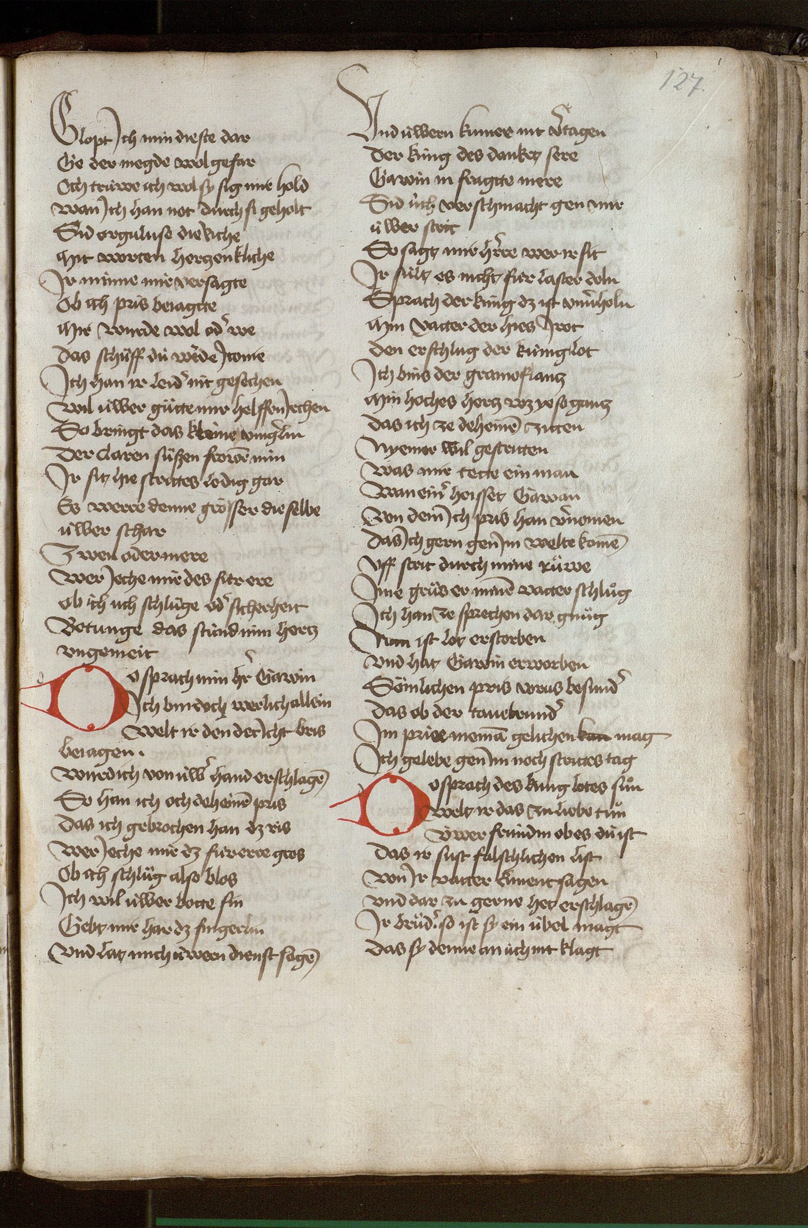 Bern, Burgerbibliothek, Cod. AA 91, f. 127r – Wolfram von Eschenbach Parzival, alemão