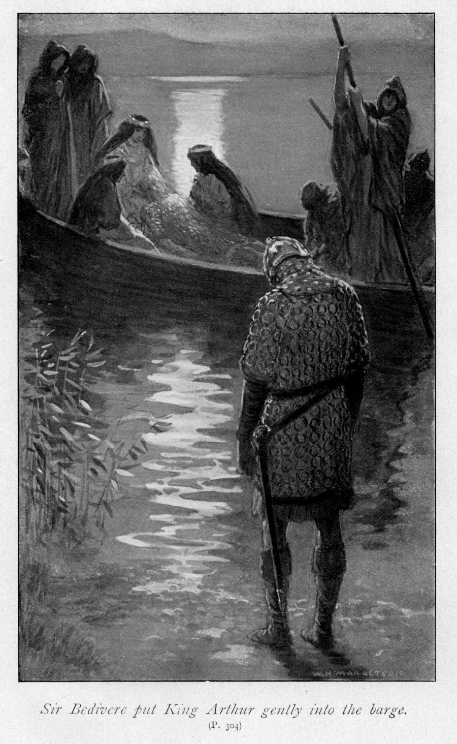 Ilustração de W. H. Margetson's para Legends of King Arthur and His Knights de James Knowles