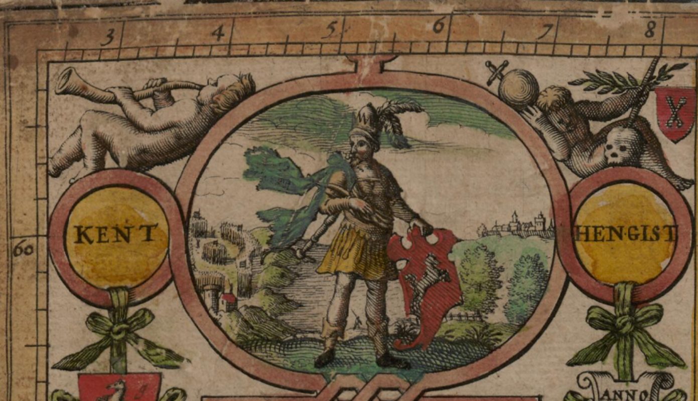 Hengist tal como representado na Heptarchy de John Speed, 1612