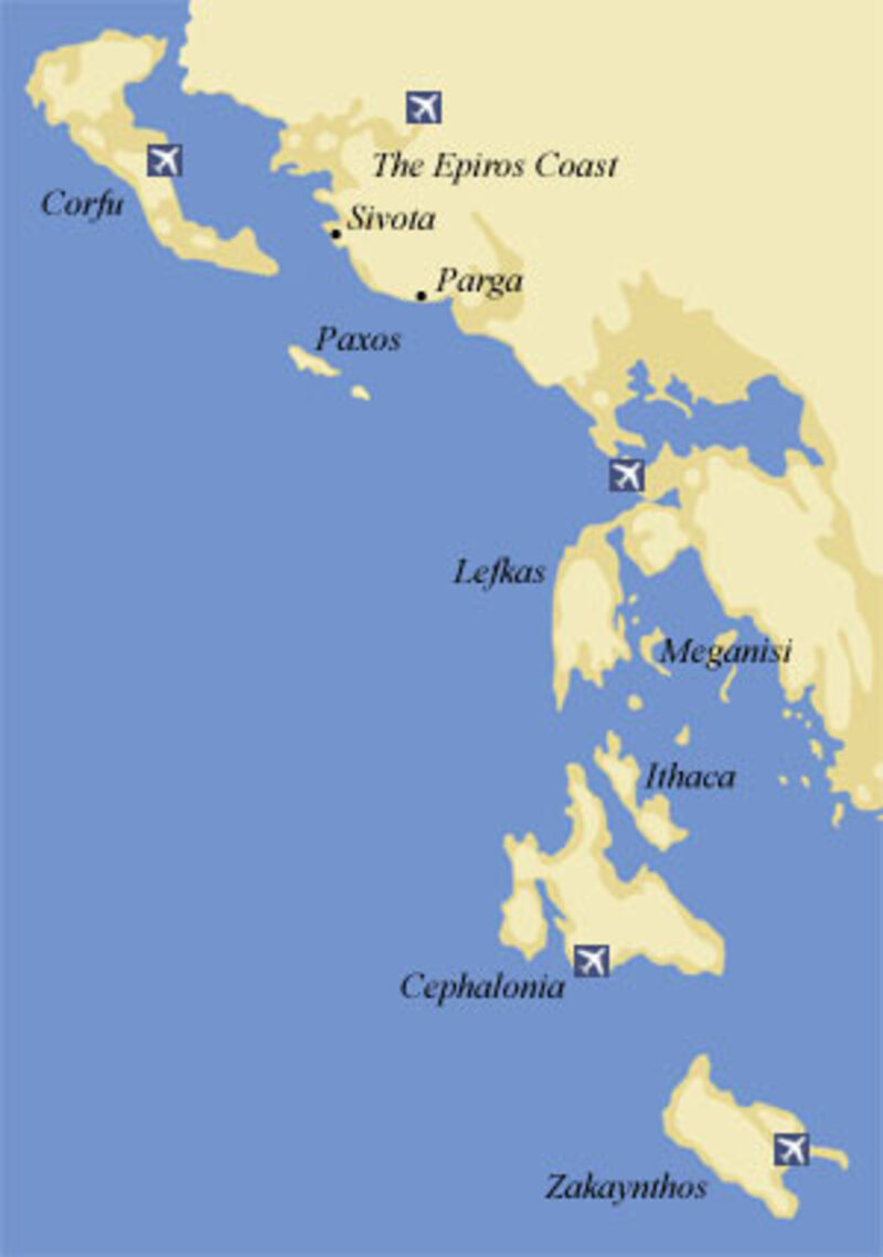 Mapa das ilhas do mar Jónico