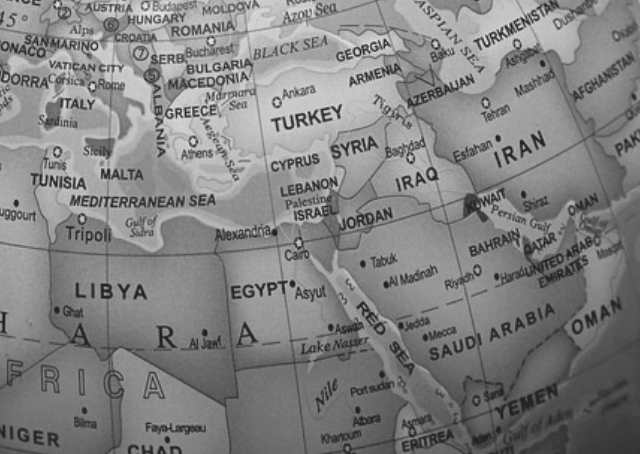 Mapa que mostra a posição de Israel e as suas fronteiras