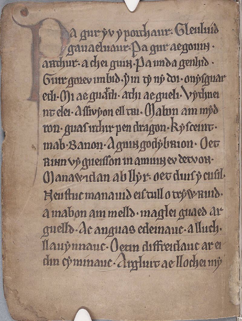 A abertura do poema Pa Gur no MS Peniarth 1, folio 47r
