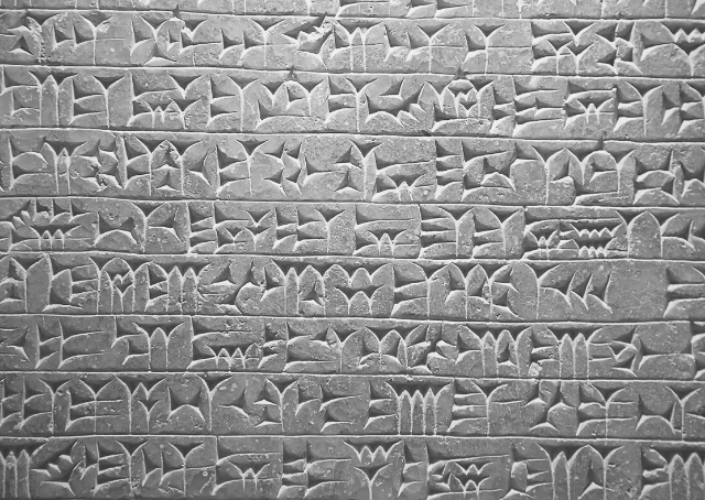 Tabuinha mural com escrita cuneiforme